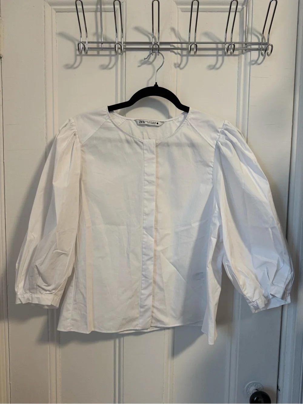 zara 100% cotton puff sleeve blouse